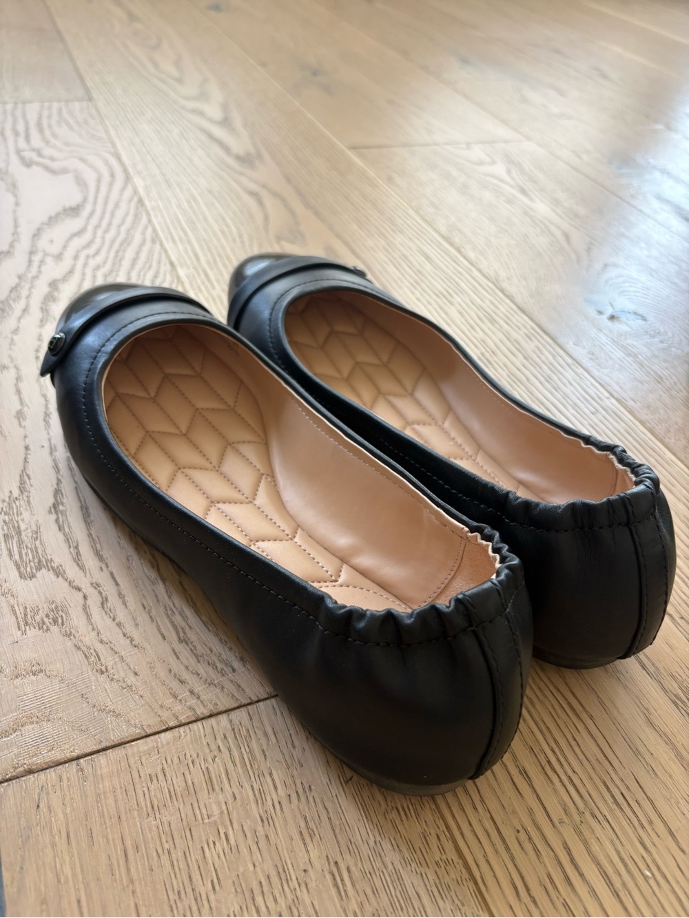 Coach Black Quilted Ballet Flats with Patent Cap - Picture 4 of 9